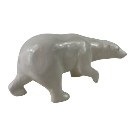 Handcrafted Vintage Ceramic Polar Bear Figurine With Crackle Glaze Finish - Picture 8 of 13